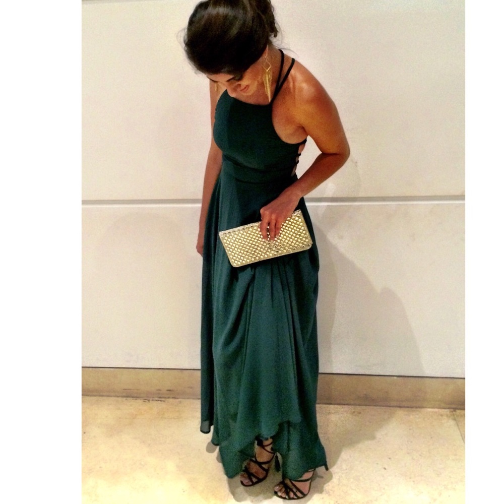 Lulu’s Strappy to be Here Forest Green Maxi Dress